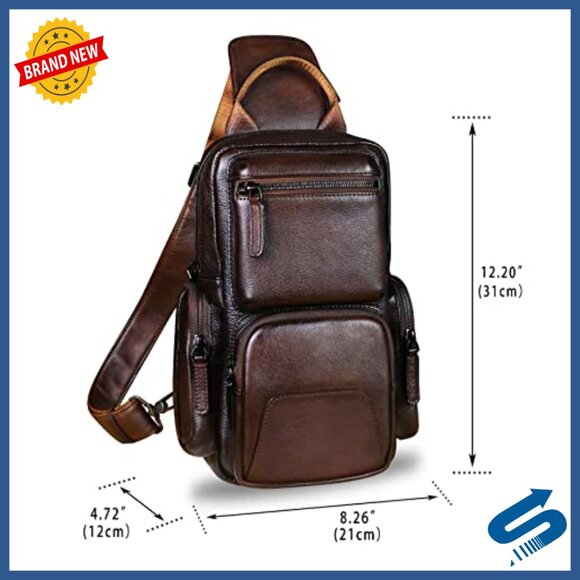 Genuine Leather Crossbody Backpack Daypack with Multiple Pockets main image 7